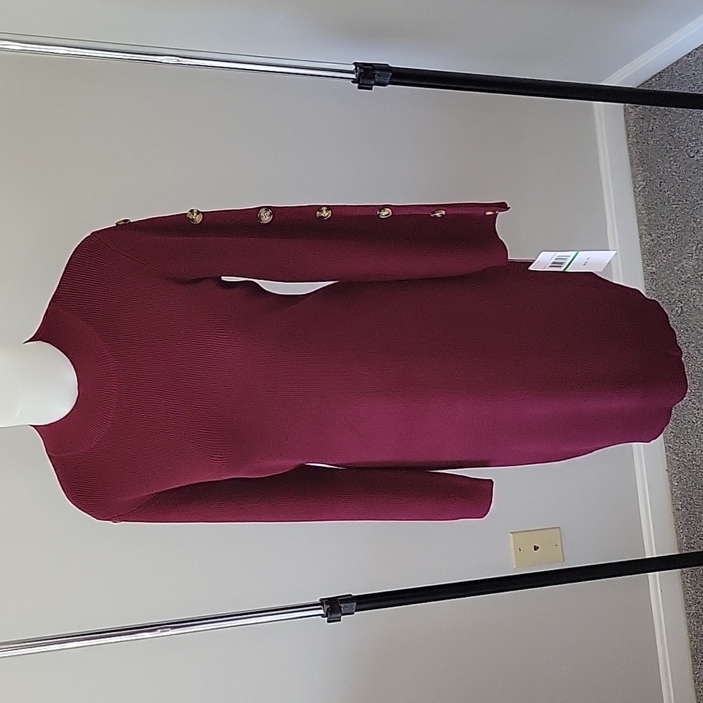 NWT Nina Leonard super-comfy sweater dress. Burgundy/wine. Size Large.